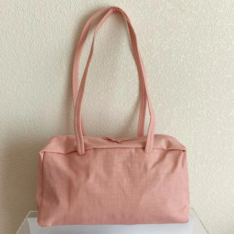 Torba w kratkę na ramię — nylon duży, unisex Różowy