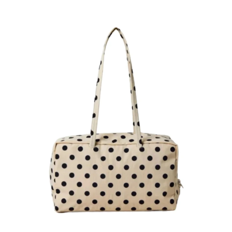 Torba w kratkę na ramię — nylon duży, unisex Biały