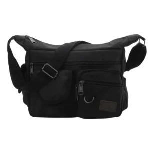 Torba męska na ramię crossbody - vintage, podróżna Czarny