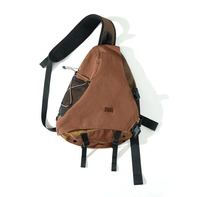 Nylonowa torba na klatkę piersiową Y2K – saszetka crossbody Brązowy