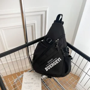 Nylonowa torba na klatkę piersiową Y2K – saszetka crossbody Czarny