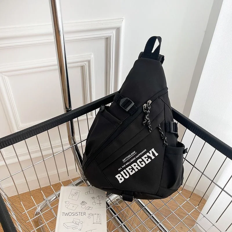Nylonowa torba na klatkę piersiową Y2K – saszetka crossbody Czarny