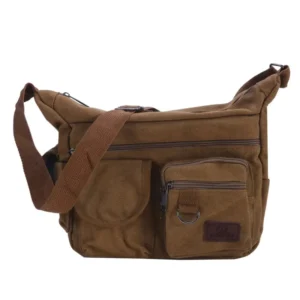 Torba na ramię vintage unisex z wieloma kieszeniami Brązowy