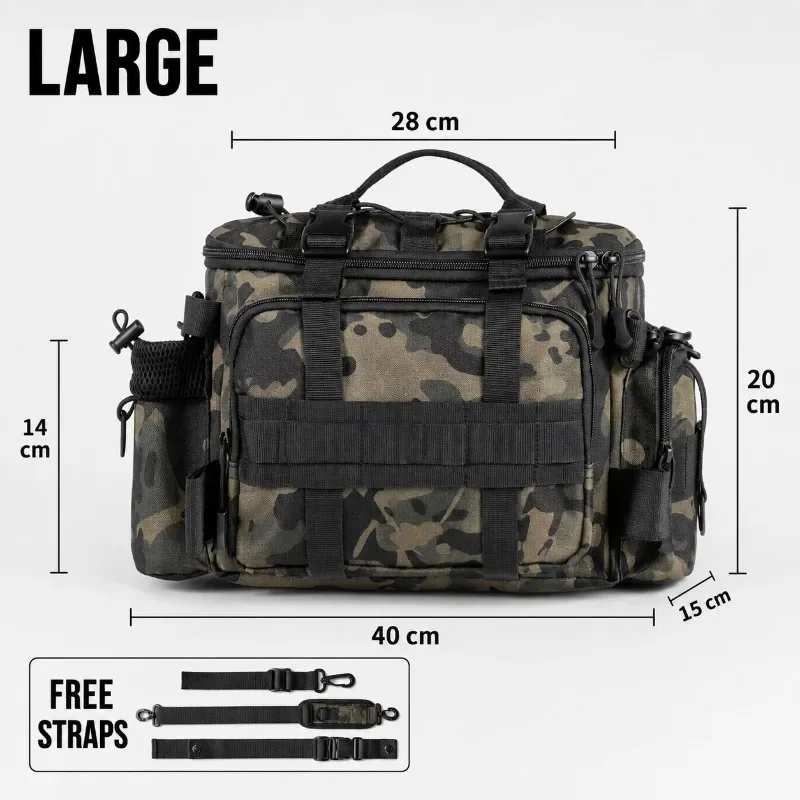 Wodoodporna torba wędkarska na ramię z uchwytem na wędkę L camouflage