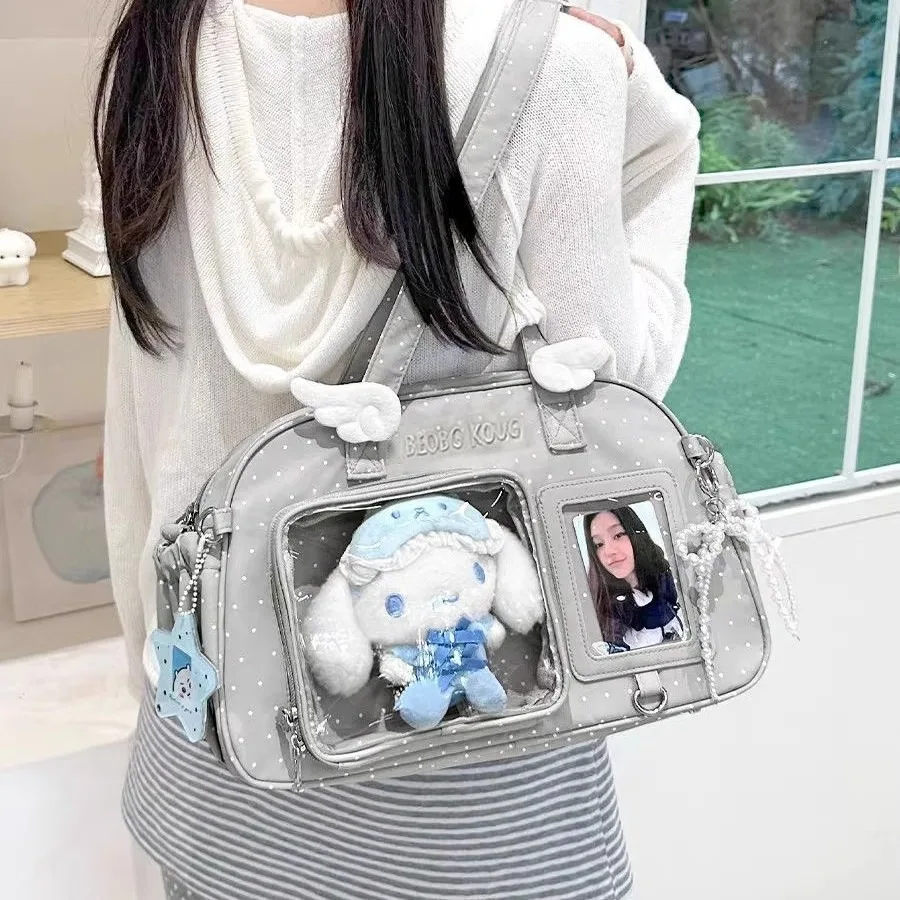 Torebka ita bag na ramię ze skrzydełkami Szary