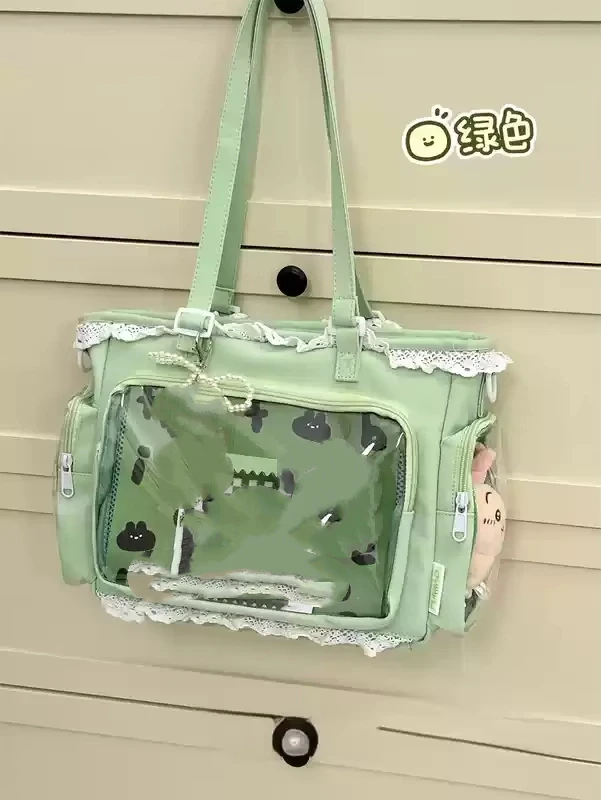 Torebka itabag na ramię w stylu japońskim Zielony