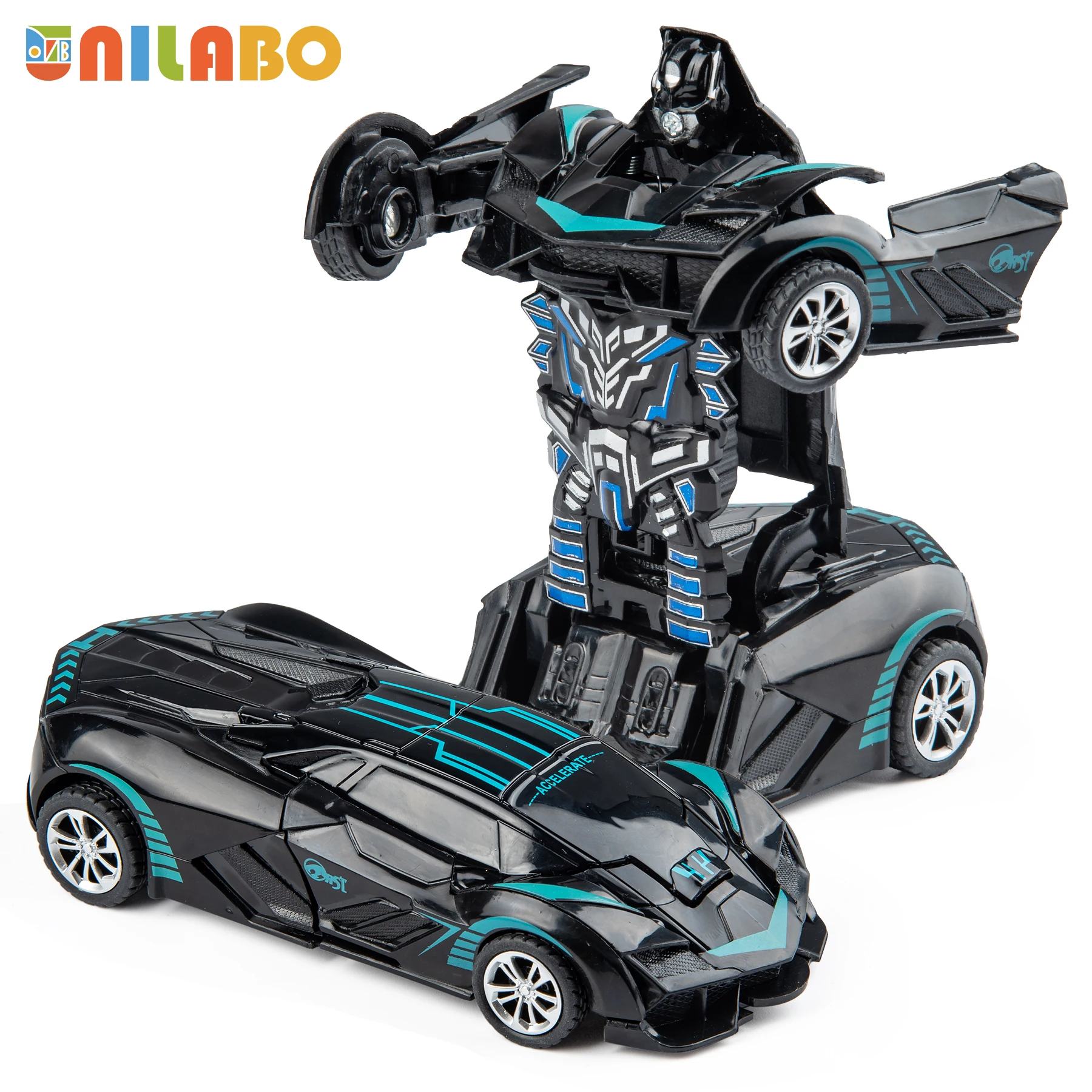 Transformujący robot-samochód dla dzieci bez baterii Czarny