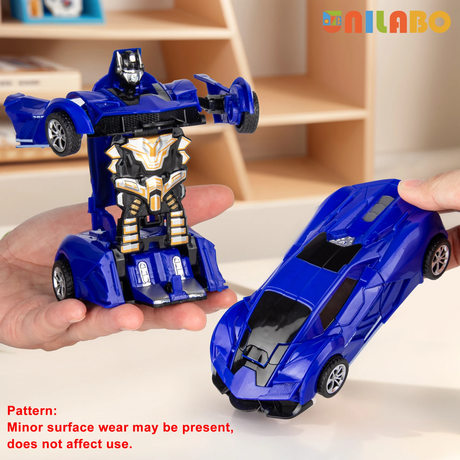 Transformujący robot-samochód dla dzieci bez baterii Piękna niebieska