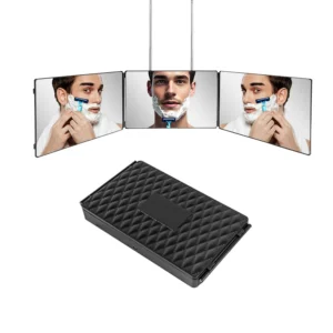 Trójdzielne lusterko do strzyżenia 360° z oświetleniem LED Niebieski