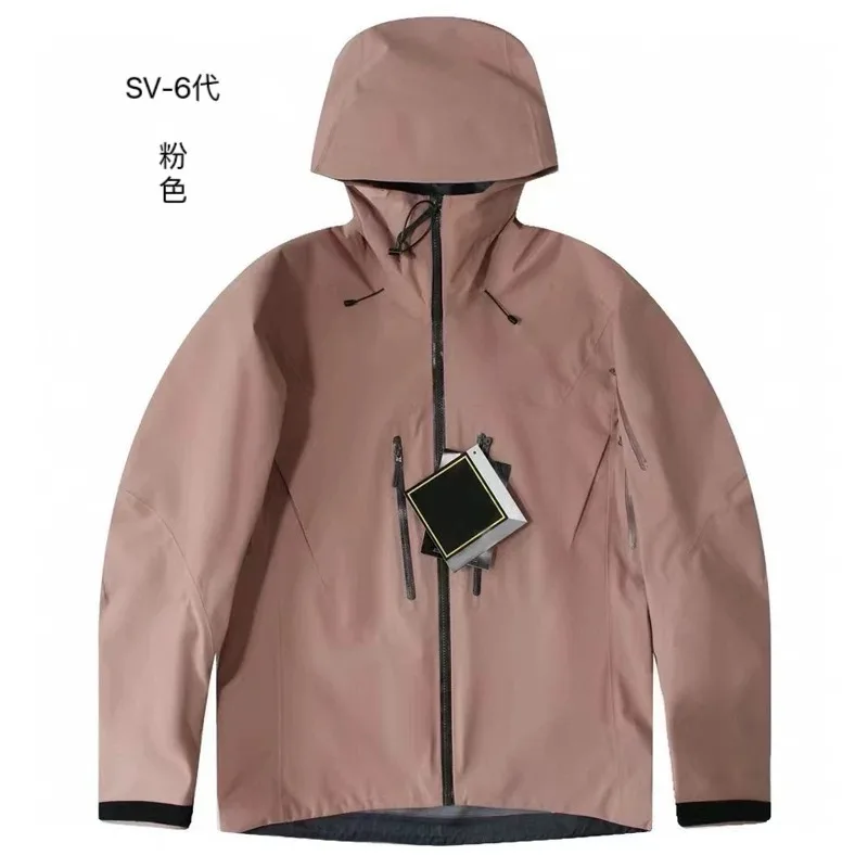 Trzywarstwowa kurtka outdoorowa unisex wodoodporna z kapturem Różowy