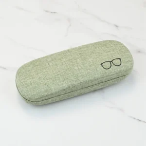 Twarde lniane etui na okulary damskie i męskie z zatrzaskiem Zielony