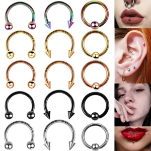 Tytanowa podkowa 16G do piercingu nosa, przegrody, brwi i ucha Czarny