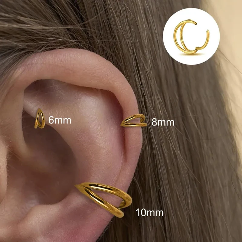Tytanowy piercing do nosa i uszu – segmentowy clicker 16G 18G 20G Brązowy