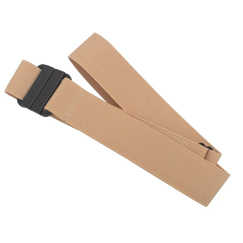 Unisex elastyczny pasek bez klamry rozciągliwy do spodni Khaki
