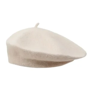 Wełniany beret damski w stylu francuskim Beżowy