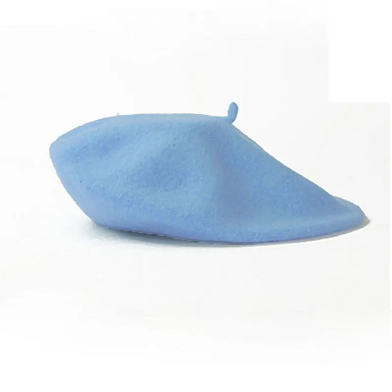 Wełniany beret damski w stylu vintage Błękitny