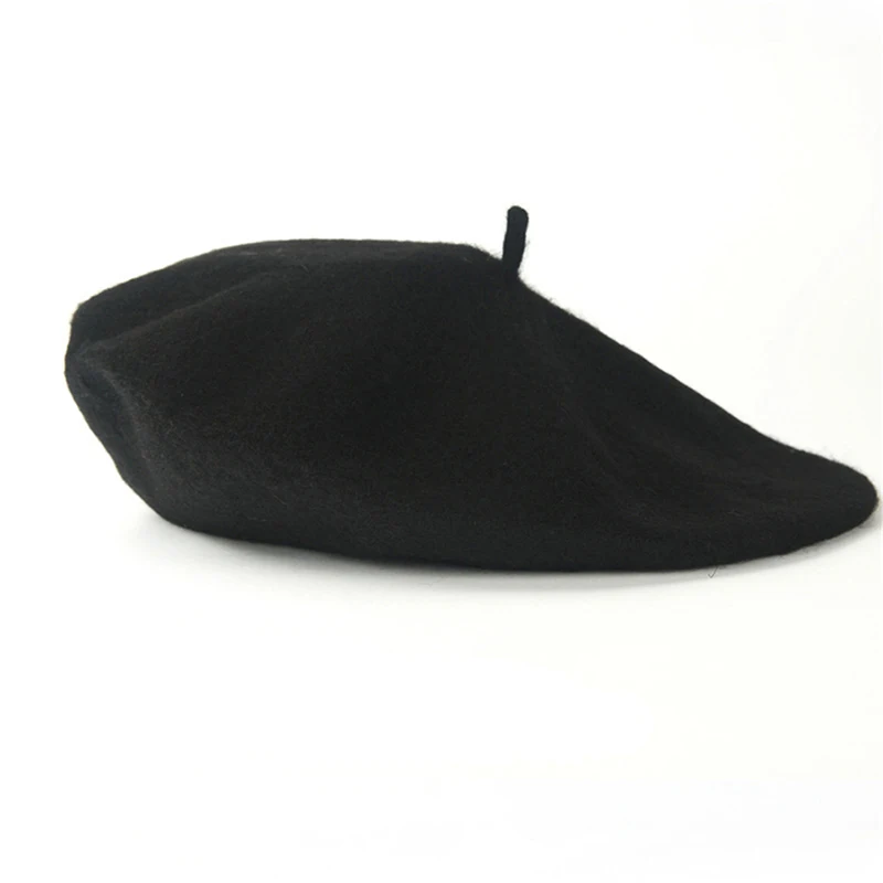 Wełniany beret damski w stylu vintage Czarny