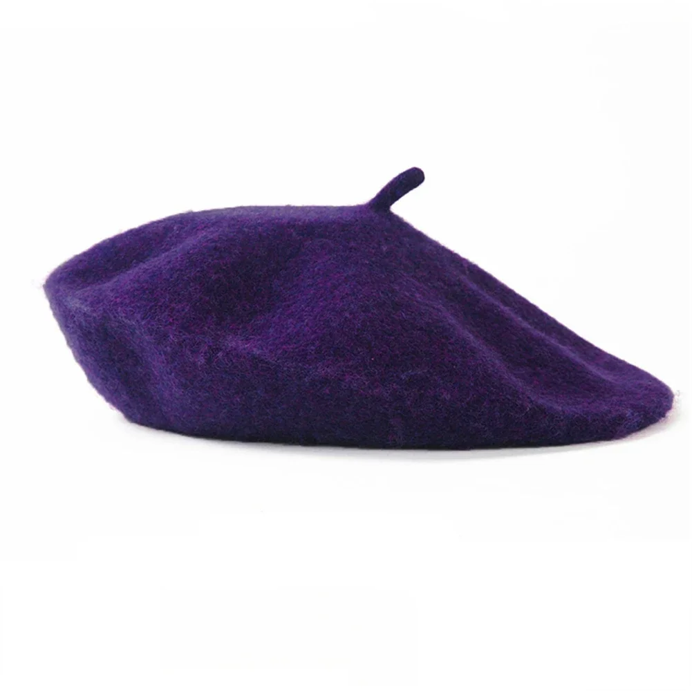 Wełniany beret damski w stylu vintage Fioletowy
