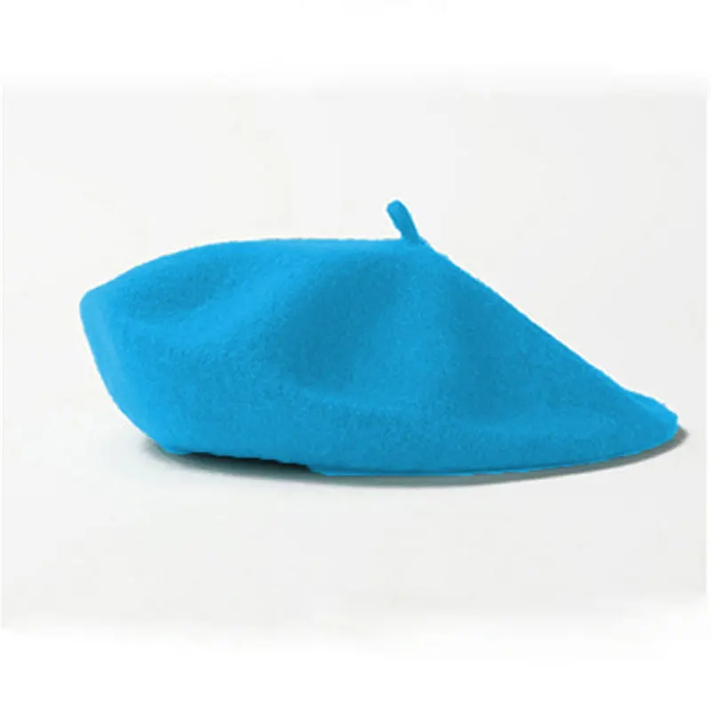 Wełniany beret damski w stylu vintage Niebieski