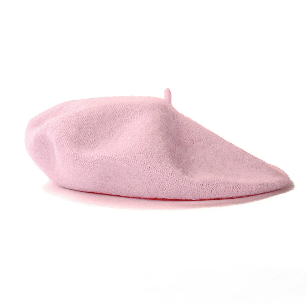 Wełniany beret damski w stylu vintage Różowy