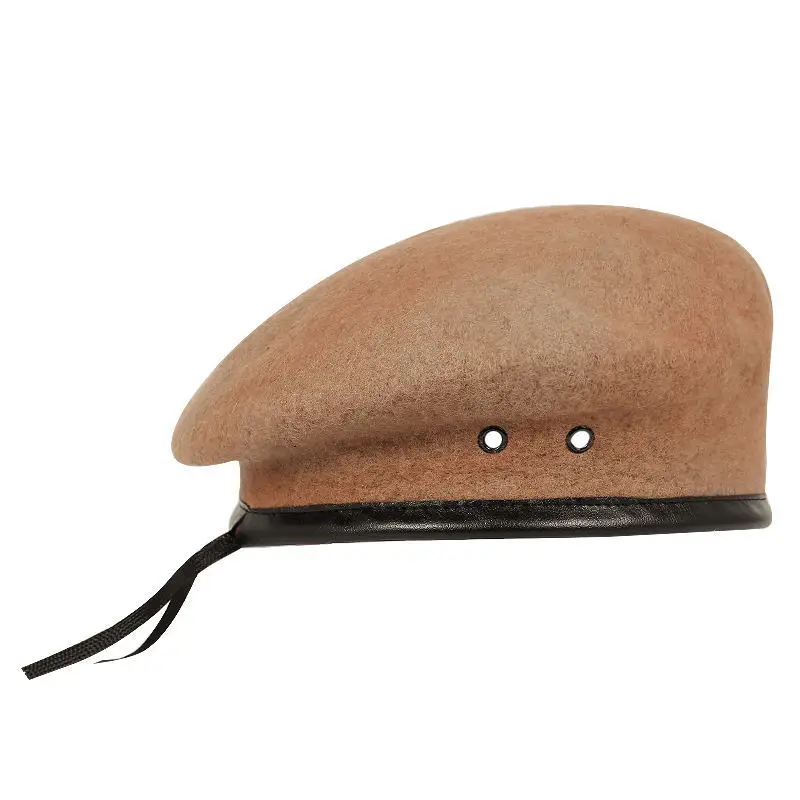 Wełniany beret w stylu wojskowym Khaki