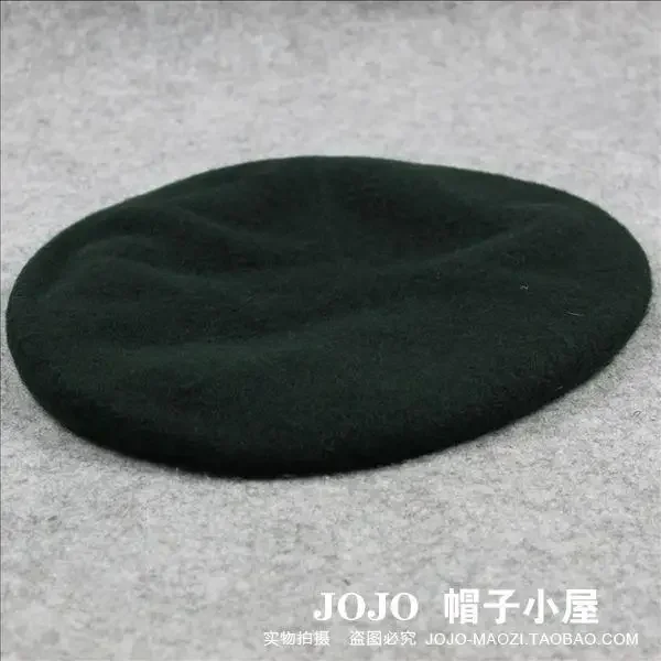Wełniany beret ze skórzanym rondem – elegancki beret w stylu brytyjskim Khaki