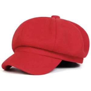 Wełniany beret unisex jesienno-zimowy Czerwony