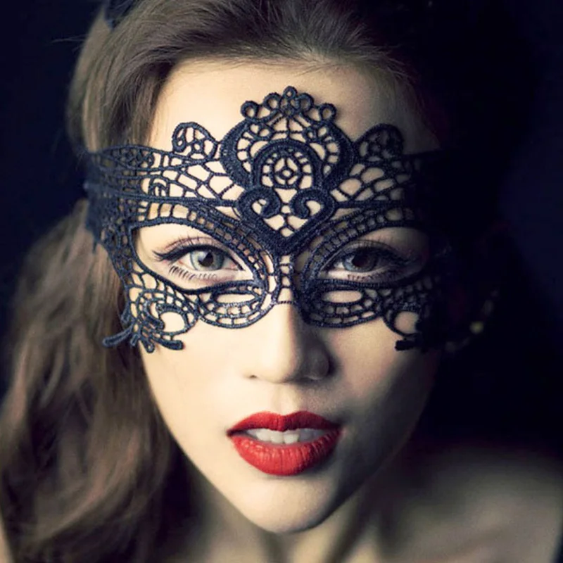 Wenecka koronkowa maska na oczy na bal i Halloween Mosiężny