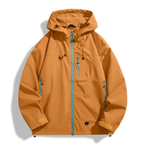 Wiatrówka unisex wodoodporna outdoorowa na trekking Pomarańczowy