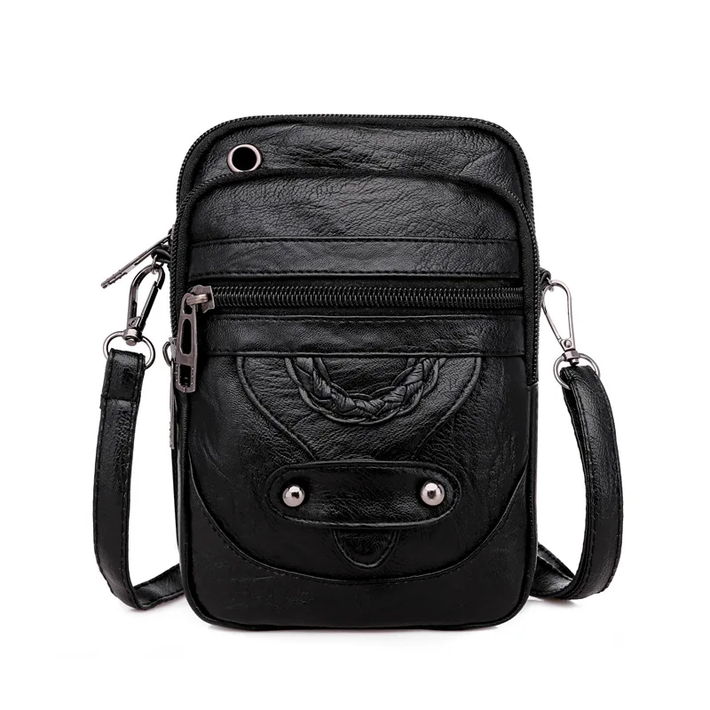 Wielofunkcyjna mała torebka ze skóry vintage crossbody Bordowy