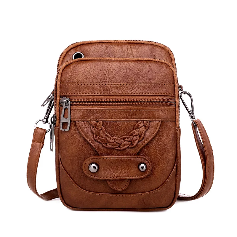 Wielofunkcyjna mała torebka ze skóry vintage crossbody Piękna niebieska