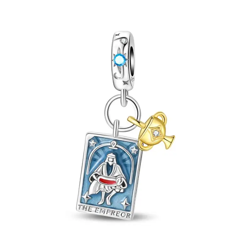Wisiorek charm ze srebra 925 - słońce, księżyc i Tarot Jasny róż