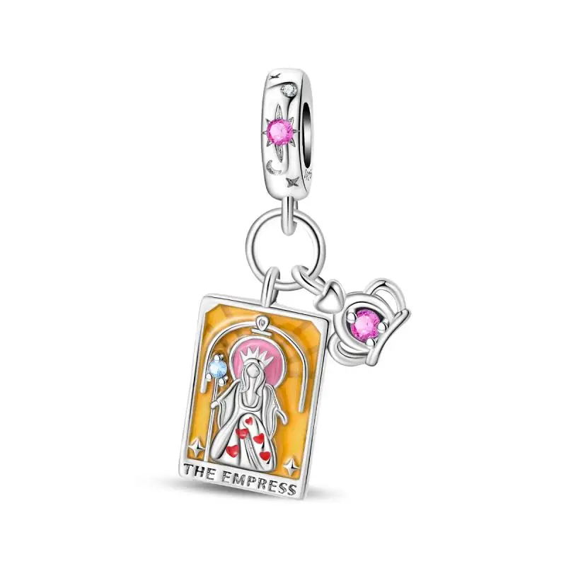 Wisiorek charm ze srebra 925 - słońce, księżyc i Tarot Jasny