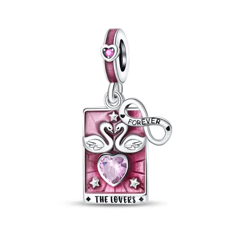 Wisiorek charm ze srebra 925 - słońce, księżyc i Tarot Pomarańczowy