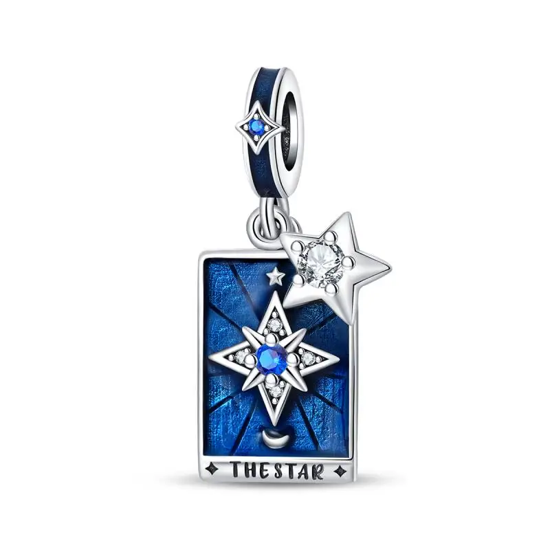 Wisiorek charm ze srebra 925 - słońce, księżyc i Tarot Złoto