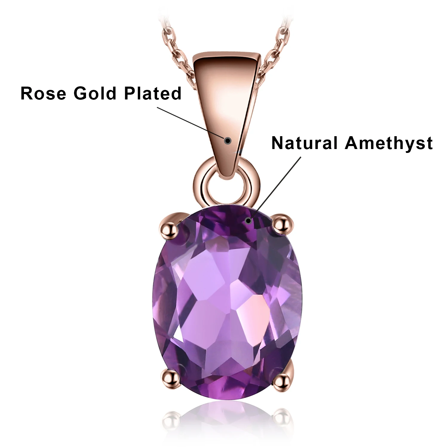 Wisiorek srebrny 925 z naturalnym kamieniem szlachetnym Oval amethyst
