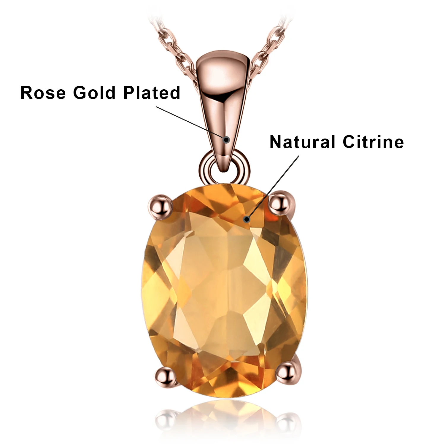 Wisiorek srebrny 925 z naturalnym kamieniem szlachetnym Oval citrine