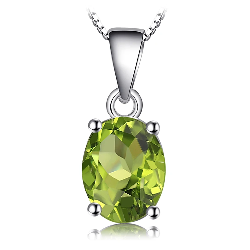 Wisiorek srebrny 925 z naturalnym kamieniem szlachetnym Oval peridot