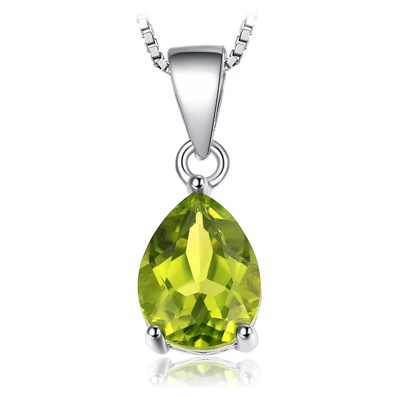 Wisiorek srebrny 925 z naturalnym kamieniem szlachetnym Pear peridot