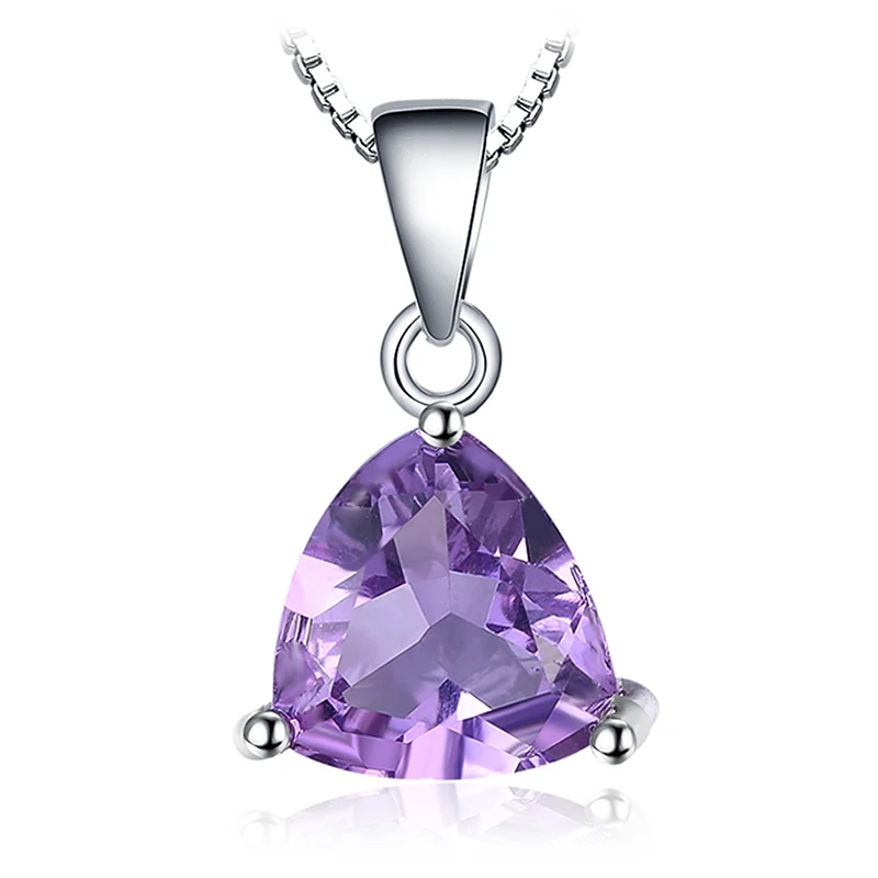 Wisiorek srebrny 925 z naturalnym kamieniem szlachetnym Triangle amethyst