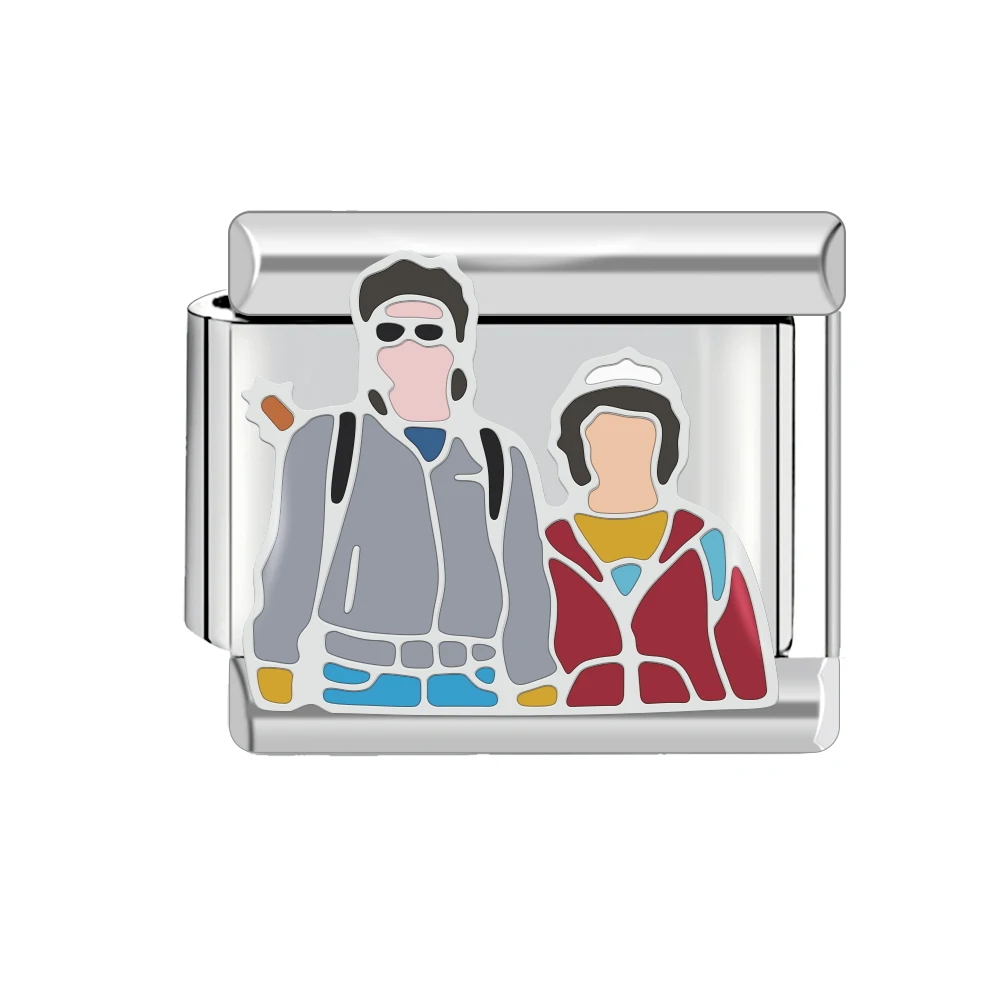 Włoska bransoletka charms 9 mm – ogniwa DIY kolekcja Strange Things Fiolet kobaltowy