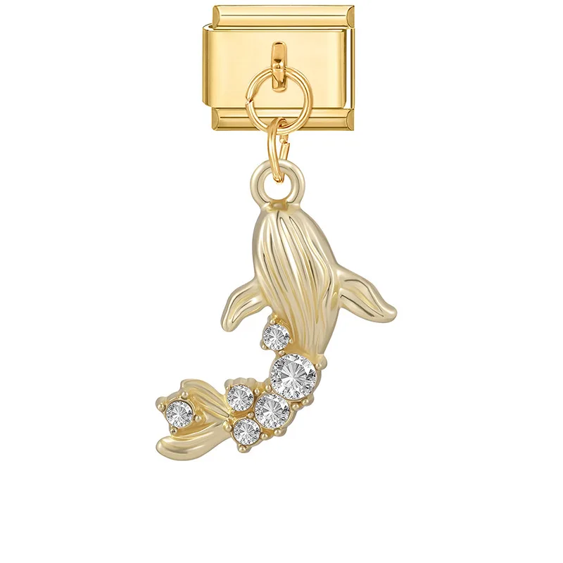 Włoskie zawieszki charm do bransoletek 9 mm - oczy, kot, serce Mosiężny