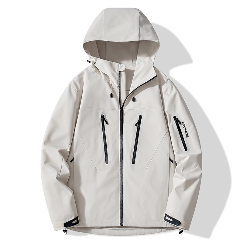 Wodoodporna kurtka przeciwdeszczowa unisex na trekking Unisex biały