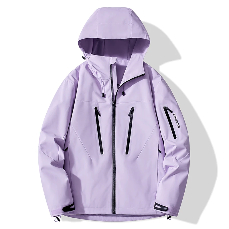Wodoodporna kurtka przeciwdeszczowa unisex na trekking Unisex fioletowy