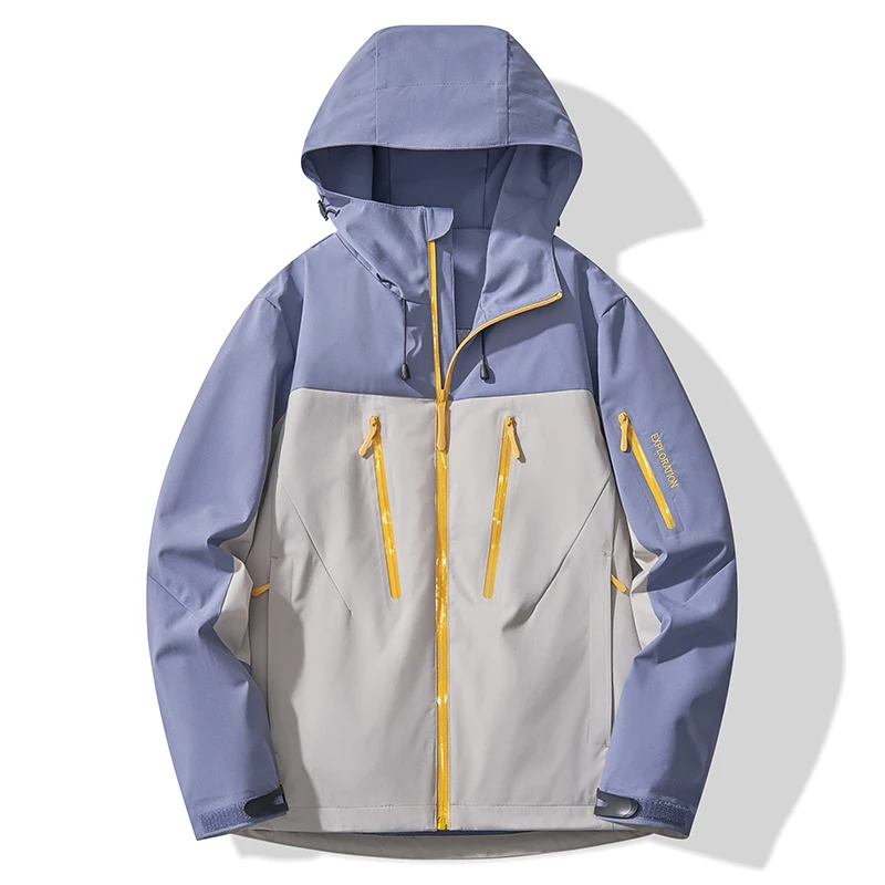 Wodoodporna kurtka przeciwdeszczowa unisex na trekking Khaki