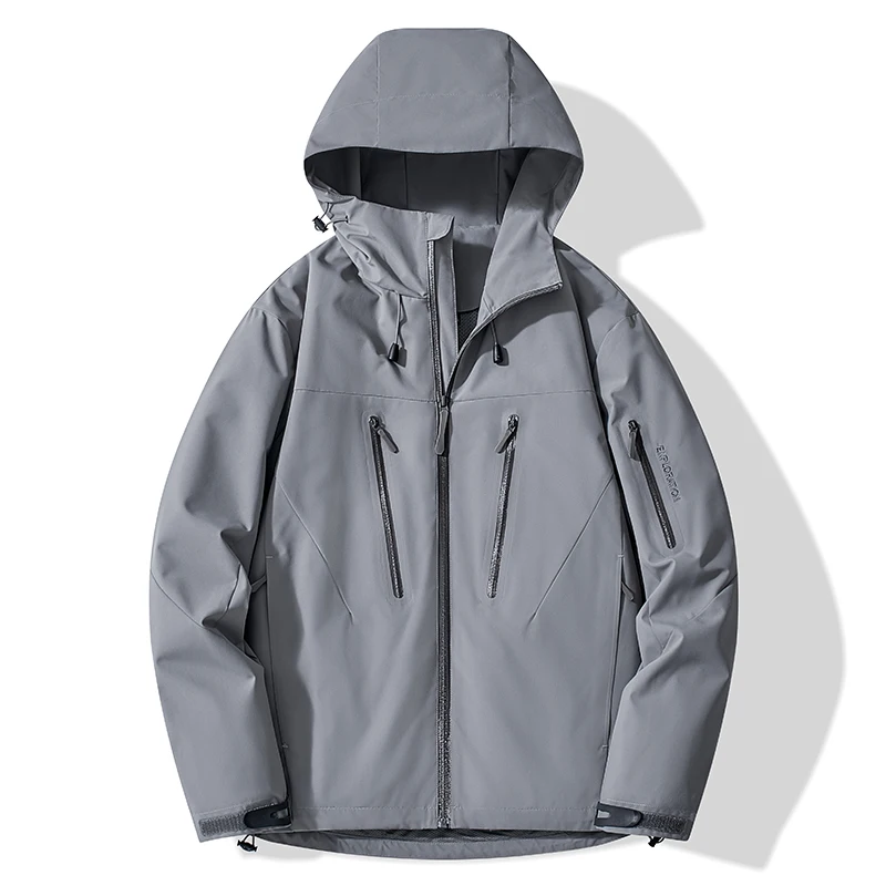 Wodoodporna kurtka przeciwdeszczowa unisex na trekking Unisex szary