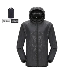 Wodoodporna kurtka przeciwdeszczowa unisex na trekking Czarny