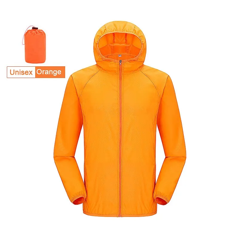 Wodoodporna kurtka przeciwdeszczowa unisex na trekking Pomarańczowy