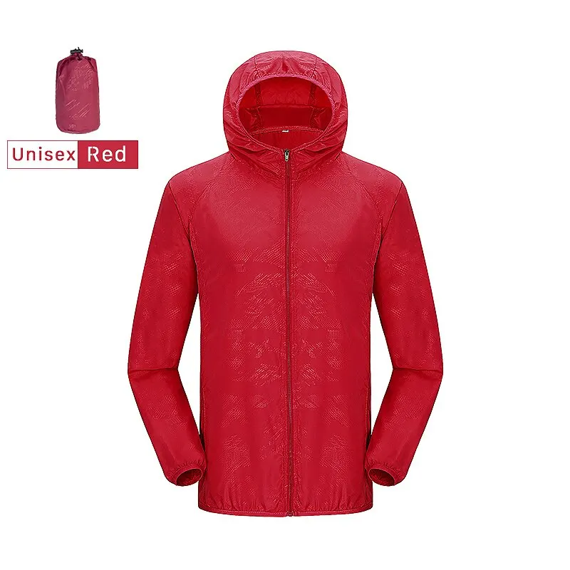 Wodoodporna kurtka przeciwdeszczowa unisex na trekking Czerwony