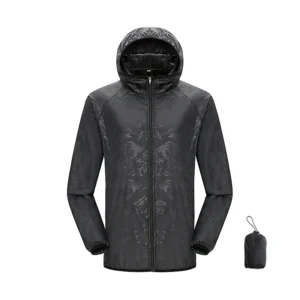 Wodoodporna kurtka turystyczna unisex szybkoschnąca wiatrówka Czarny